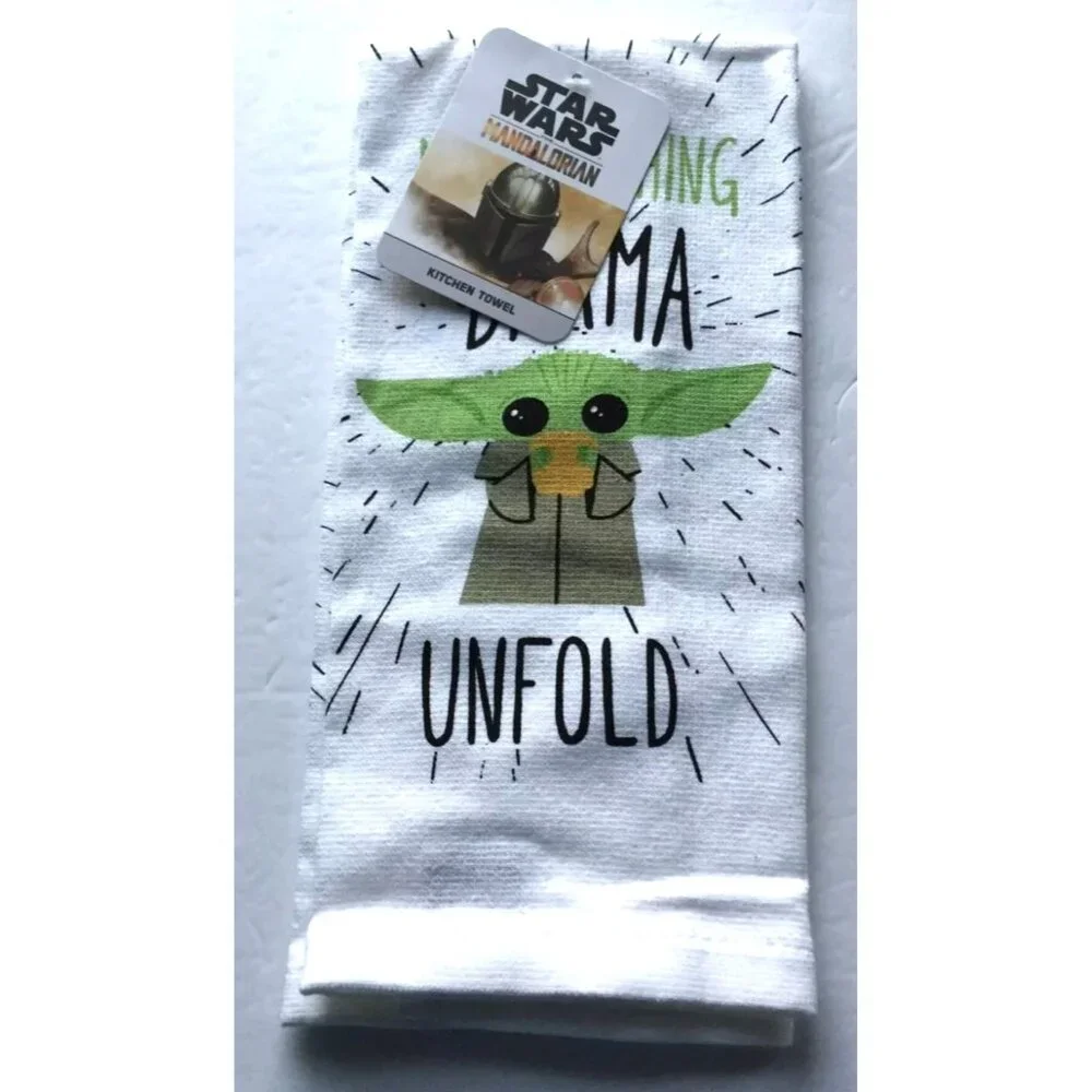 Star Wars Mandalorian Grogu Baby Yoda Kitchen Towels Set Of 3 15x25 Inches Cotto